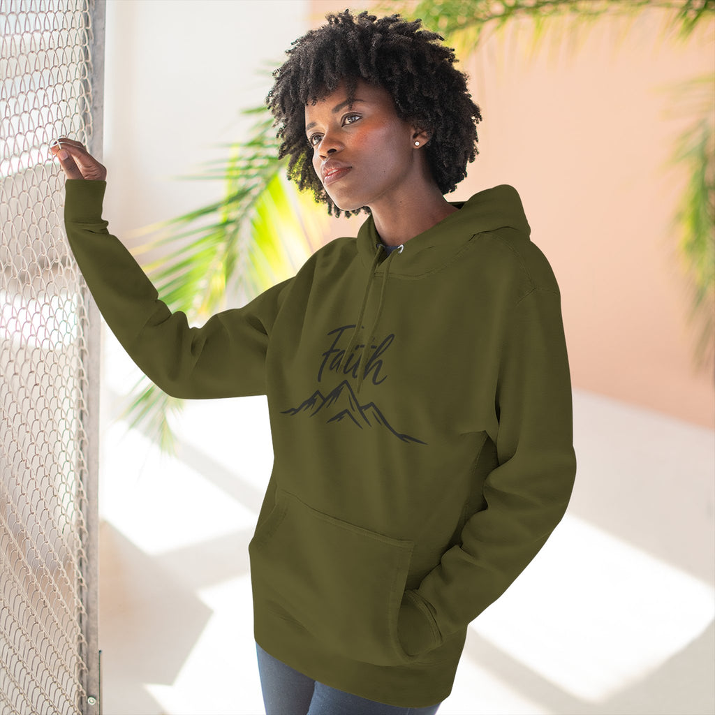 Faith Mountain Hoodie — Minimal Script Mountain Graphic Pullover