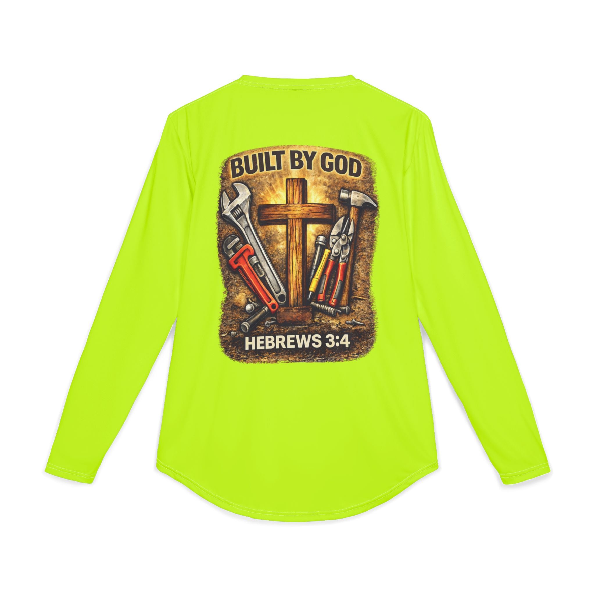 Built By God Long Sleeve UV Shirt — Hebrews 3:4 Christian Workwear