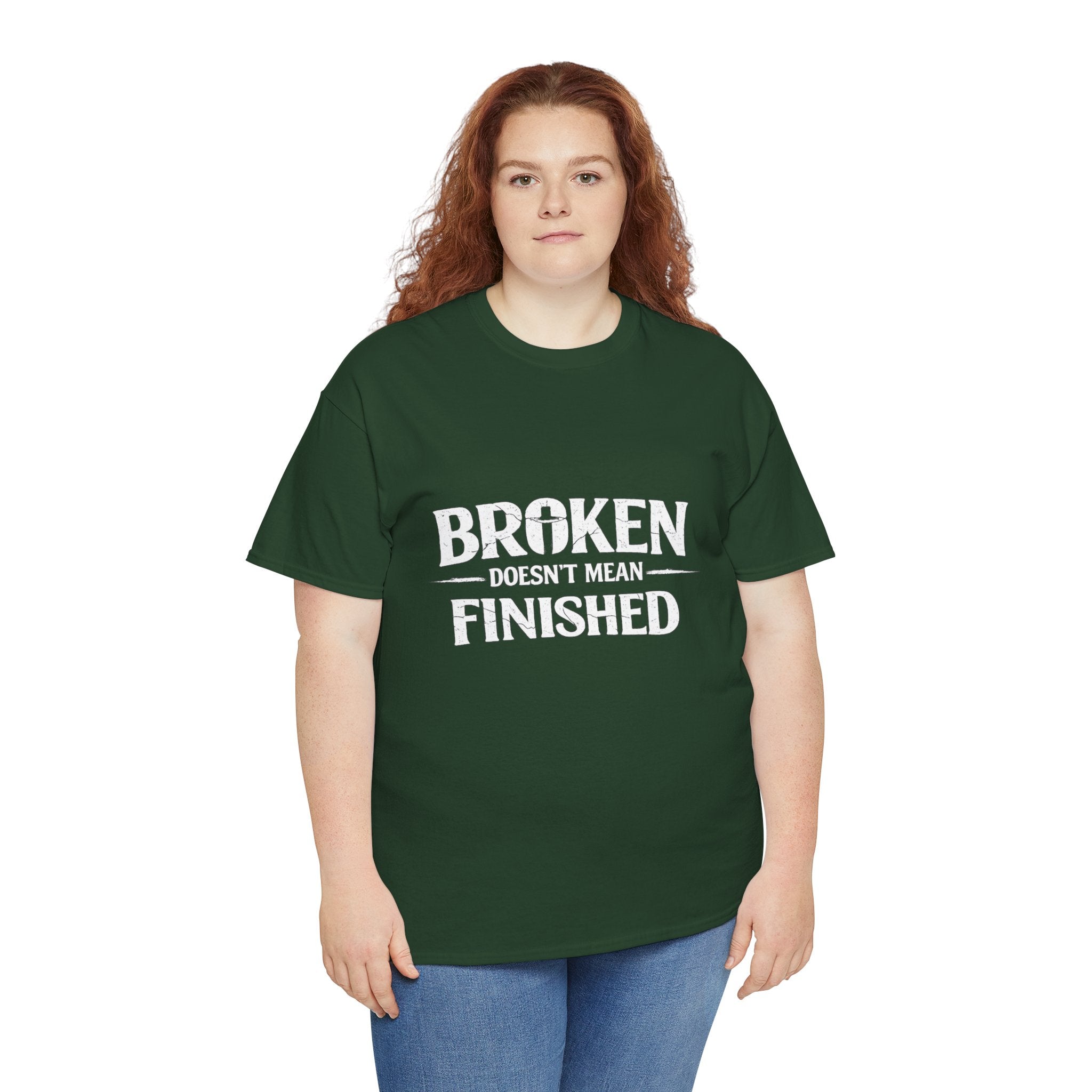 2/23 - T-Shirt — 'Broken, Not Yet Finished' Minimal Outline Graphic Tee