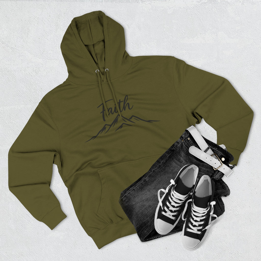 Faith Mountain Hoodie — Minimal Script Mountain Graphic Pullover