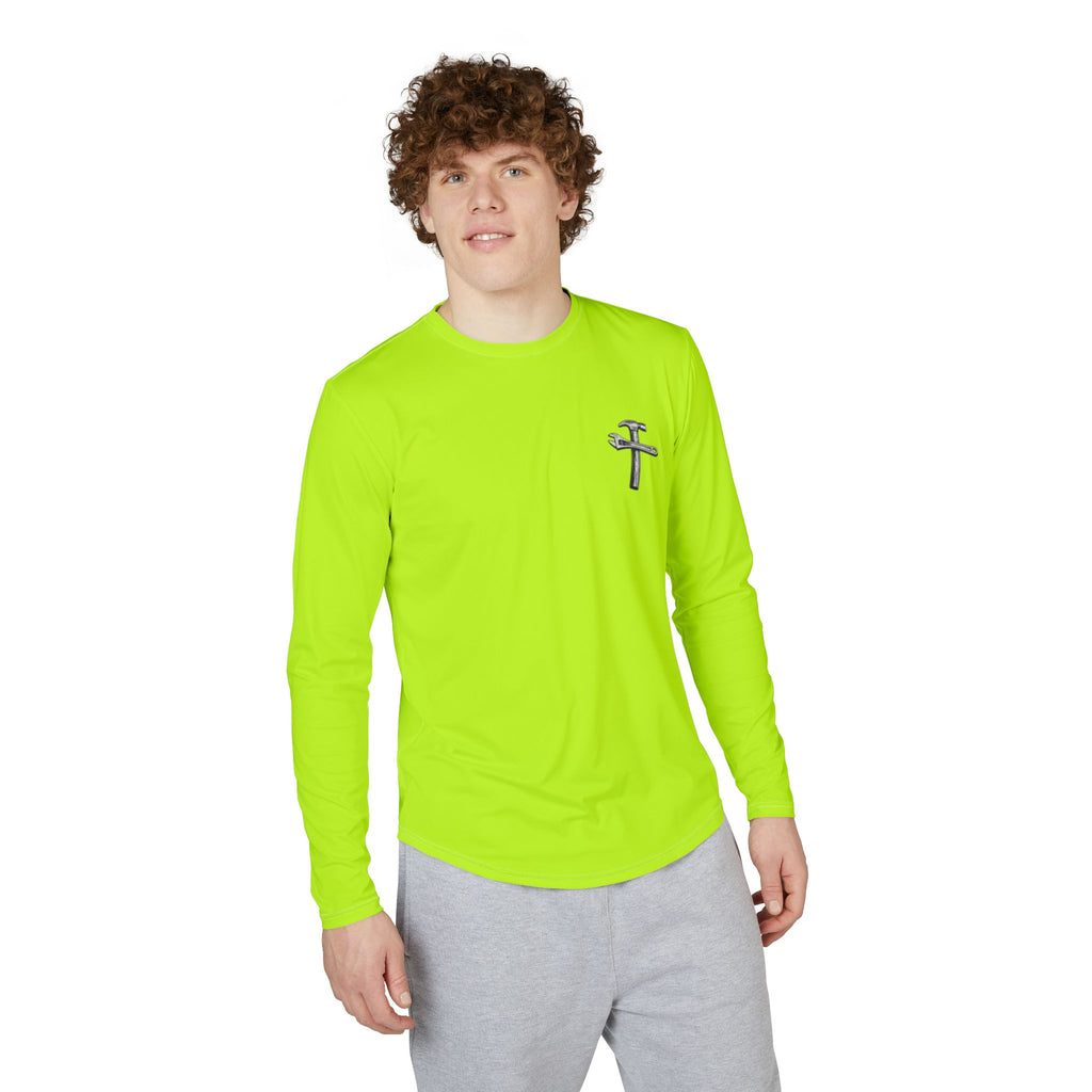 Built By God Long Sleeve UV Shirt — Hebrews 3:4 Christian Workwear