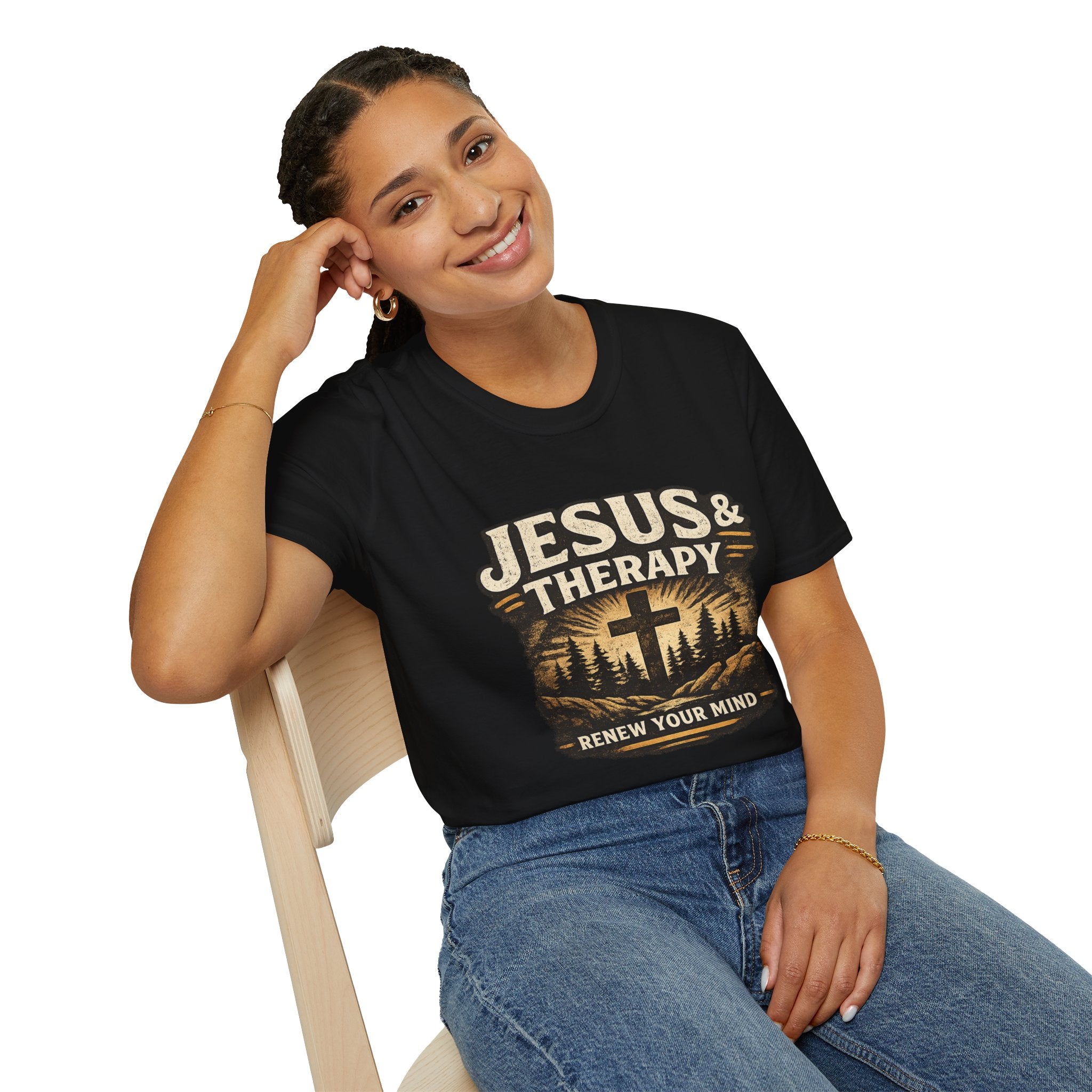 Jesus & Therapy T-Shirt — Renew Your Mind Christian Faith Tee