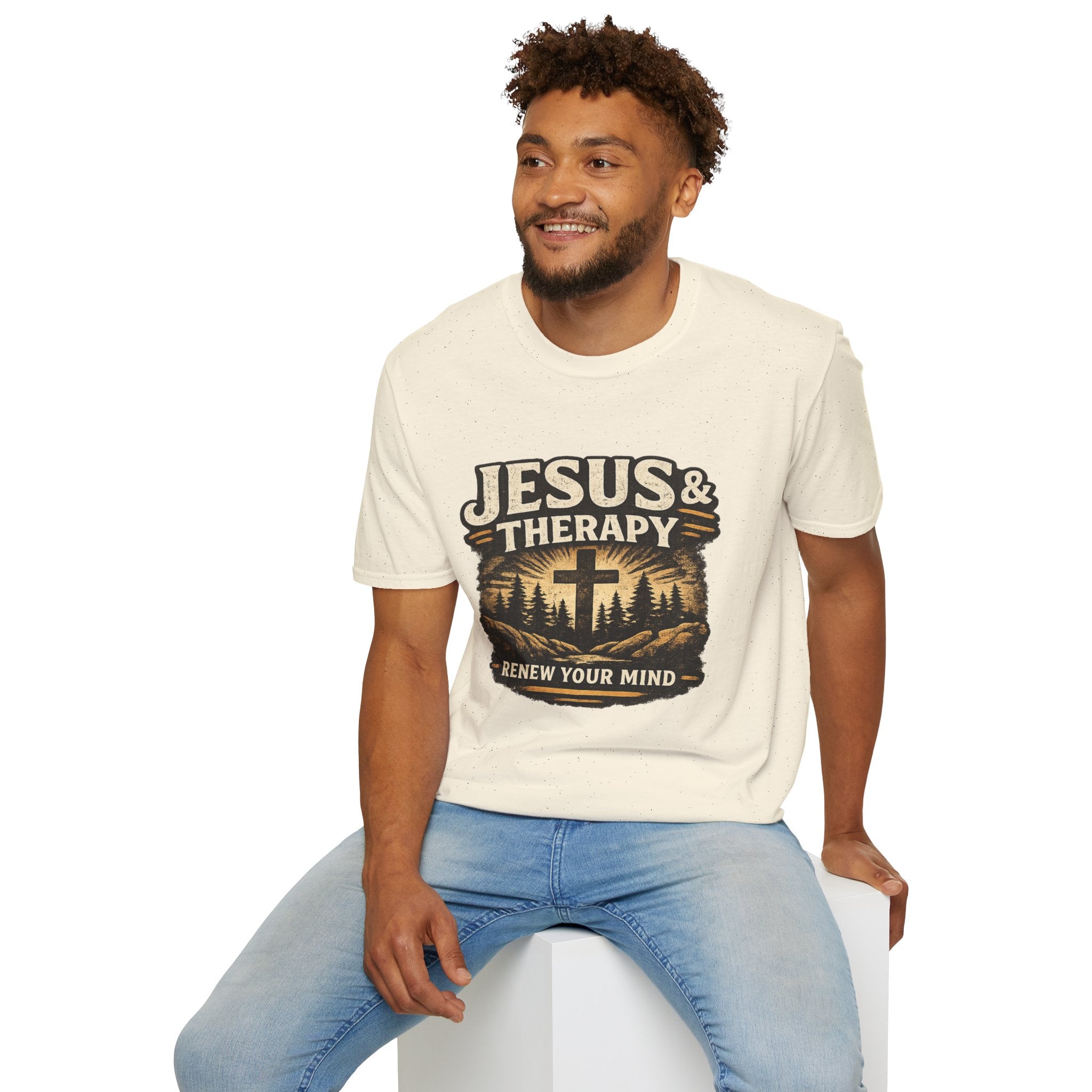 Jesus & Therapy T-Shirt — Renew Your Mind Christian Faith Tee