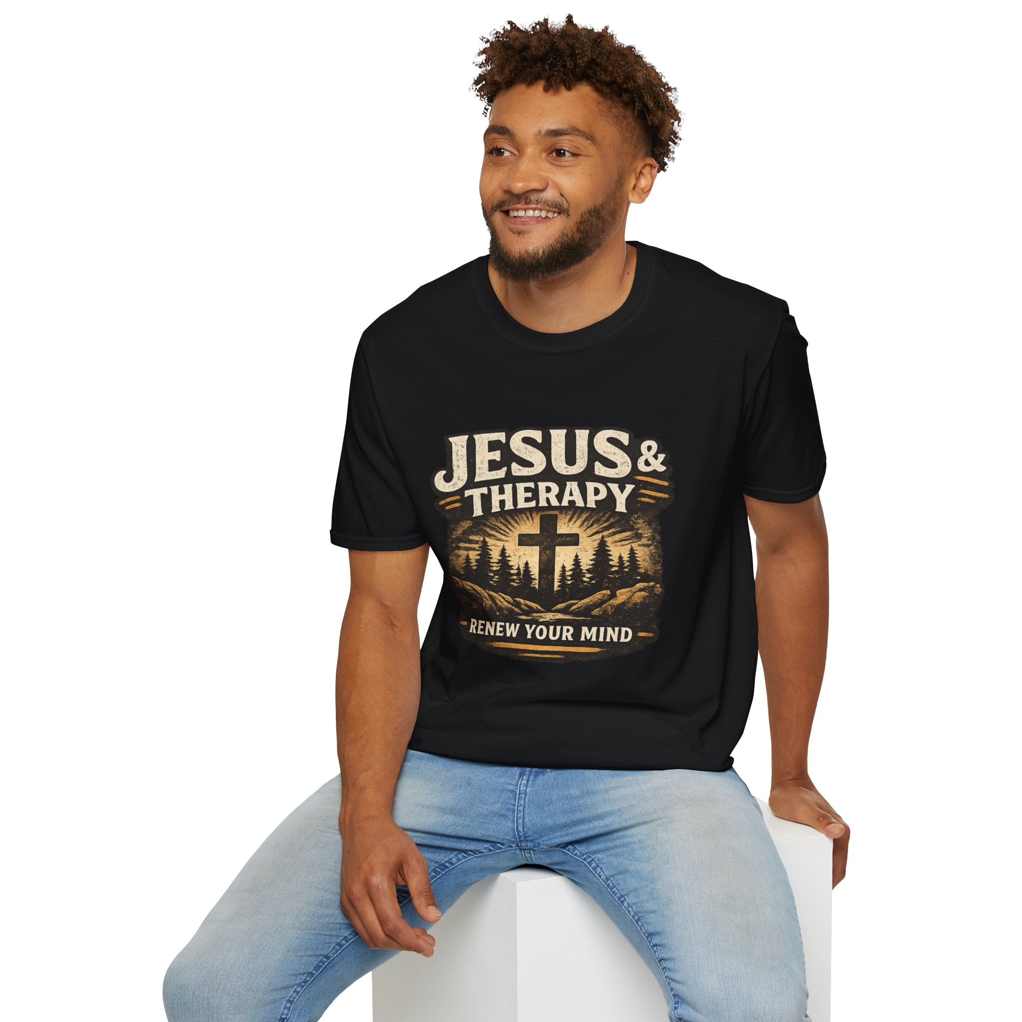 Jesus & Therapy T-Shirt — Renew Your Mind Christian Faith Tee