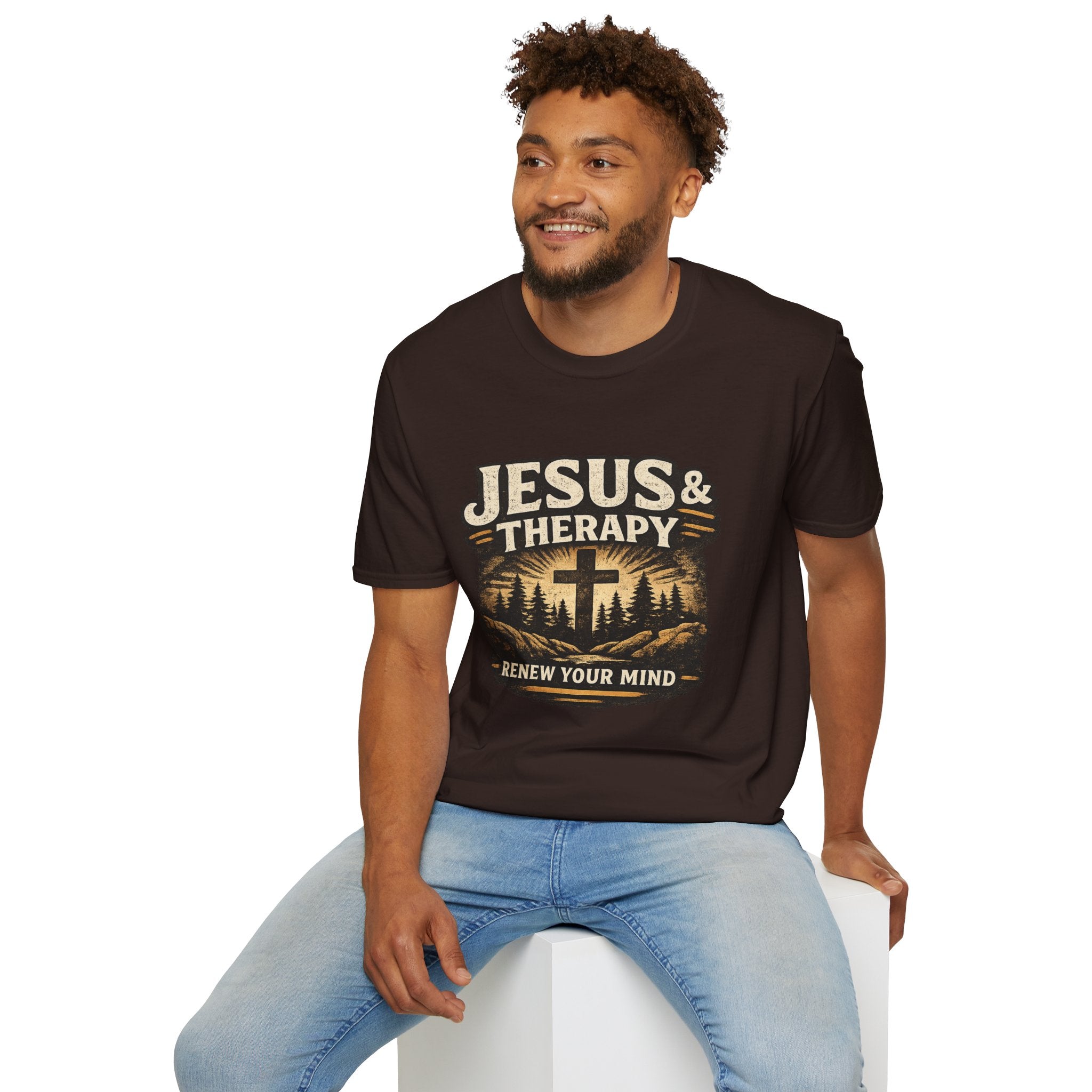 Jesus & Therapy T-Shirt — Renew Your Mind Christian Faith Tee