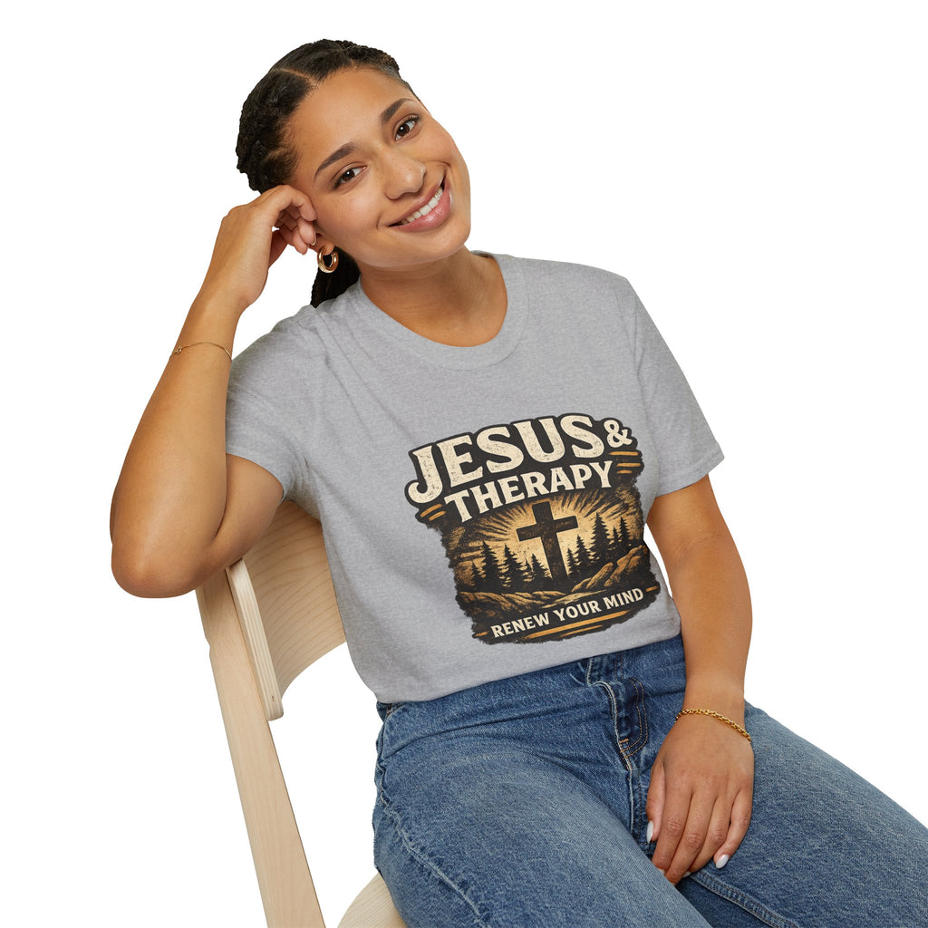 Jesus & Therapy T-Shirt — Renew Your Mind Christian Faith Tee